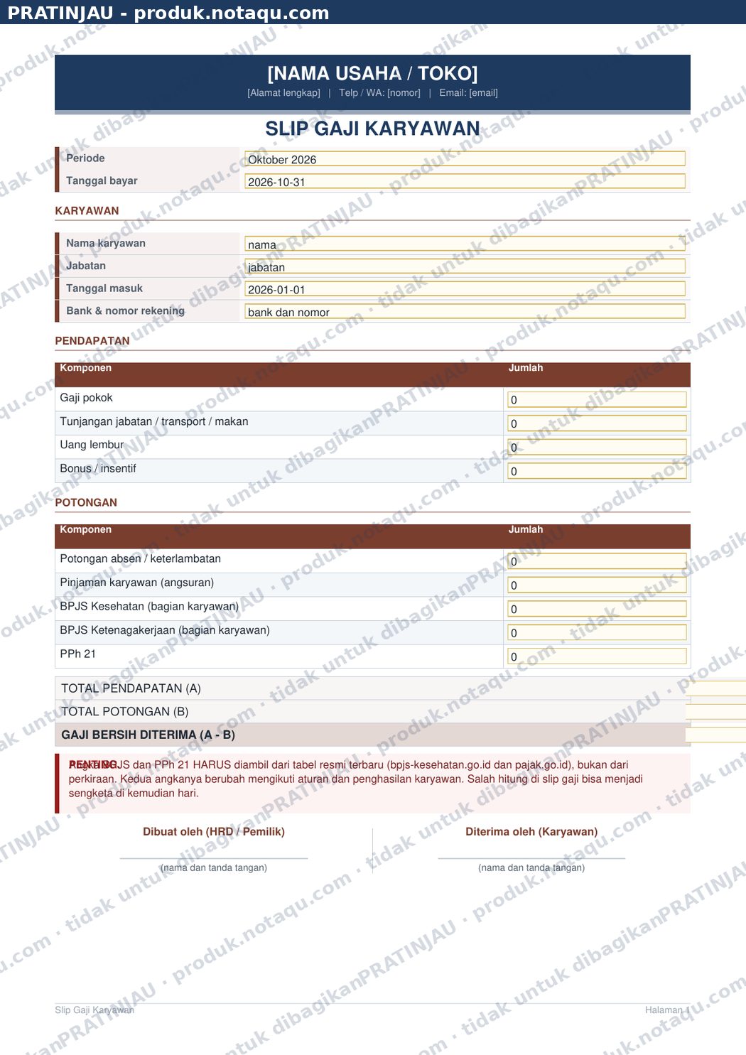 PDF isian Slip Gaji