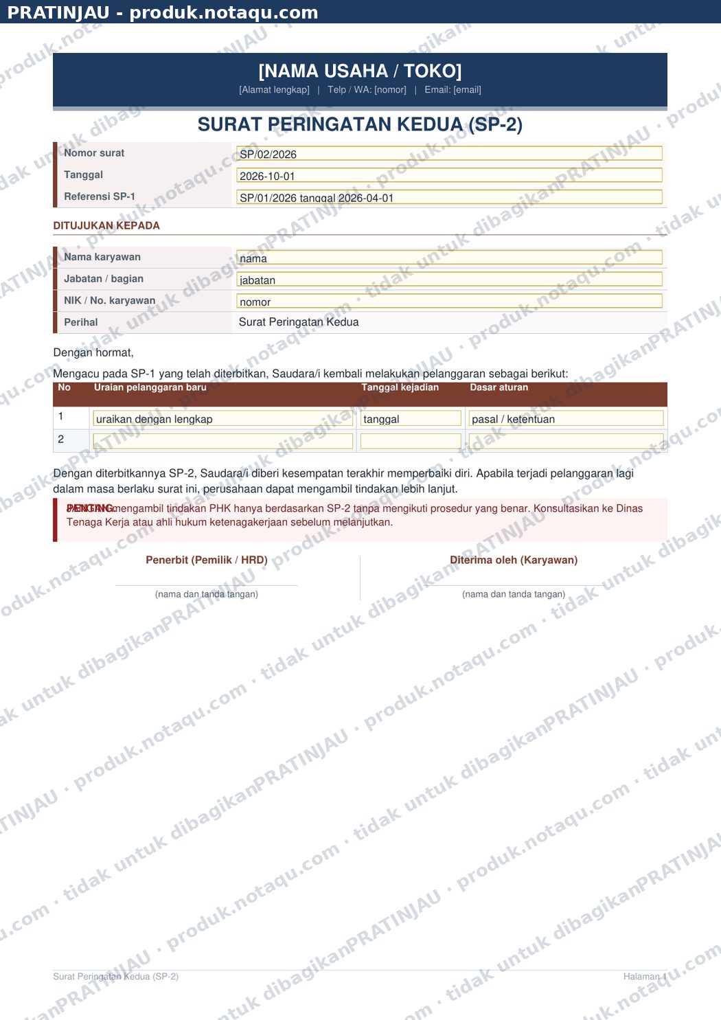 Contoh PDF isian