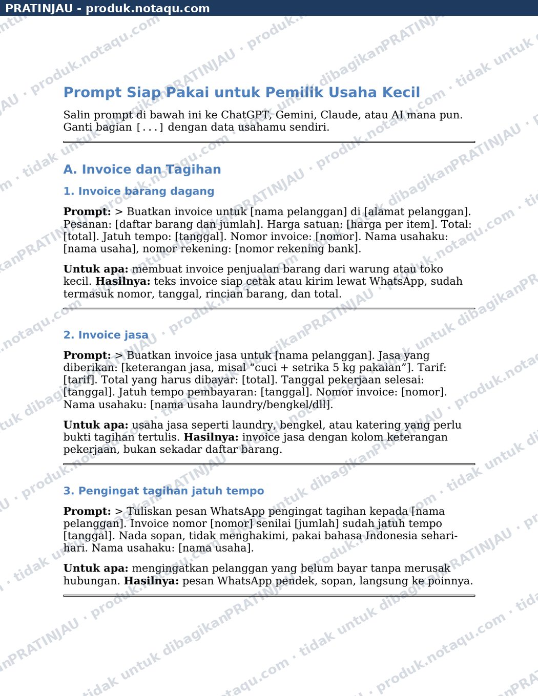 Halaman pertama berkas prompt Word